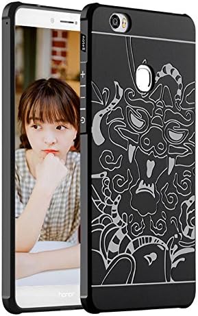 Eazewell Huawei Honor Note 8 Case, Soft Silicone [Corner Cushion] Back Cover [Shock Absorption] Shield Shockproof Skin Armor Crashproof Bumper Case for Huawei Honor Note 8 EDI-AL10 (Black - Dragon)