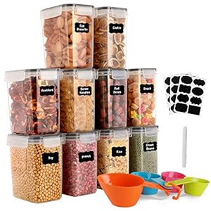 GoMaihe 1.6 Liter Voorraaddozen 10 Stuks, Opbergdoos, Keuken, Luchtdicht, Plastic met Deksel, Voorraadpotten voor Het…