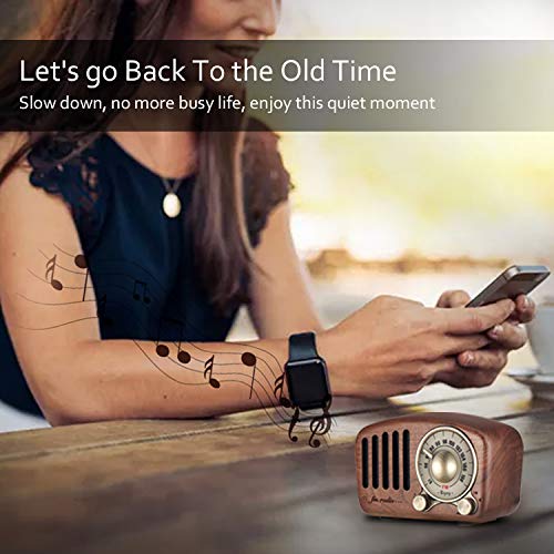 Vintage Radio Retro Bluetooth Speaker - Walnut Wooden FM Radio with Classic Style, Strong Bass Enhancement, Loud Volume, Supports Bluetooth 4.2 AUX TF Card MP3 Player