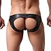 YouBin Men's Faux Leather Bikini Briefs Underwear Open Back Jockstrap Thongs Panties