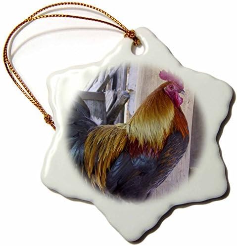 Christmas Ornament Rooster Porcelain Snowflake Ornament,