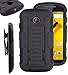 Moto E Lte case iWIRE® IROB Black Rugged Impact Armor Hybrid Kickstand Cover with Belt Clip Holster Case for Motorola Moto E LTE 2nd Generation (Sprint, Boost Mobile, Cricket,Virgin Mobile,Verizon) + iWIRE® Touch Screen Pen