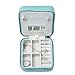Vlando Small Travel Jewelry Box Organizer - Mirrored Jewelries Necklaces Rings Earrings Necklace Storage Case, Blue