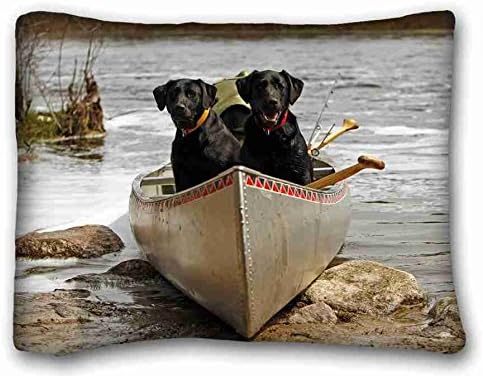 Custom Cotton & Polyester Soft ( Animals dog boats steam water trees sit ) Rectangle Pillowcase 20x26 inches (one side) suitable for California King-bed