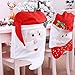Santa Claus Hat Christmas Chair Back Covers Decorations, 2 Pcs Mr & Mrs. Santa Claus Chair Red Hat Dining Chair Slipcovers Set for Christmas Holiday Festival Party Home Kitchen Dining Room Décor