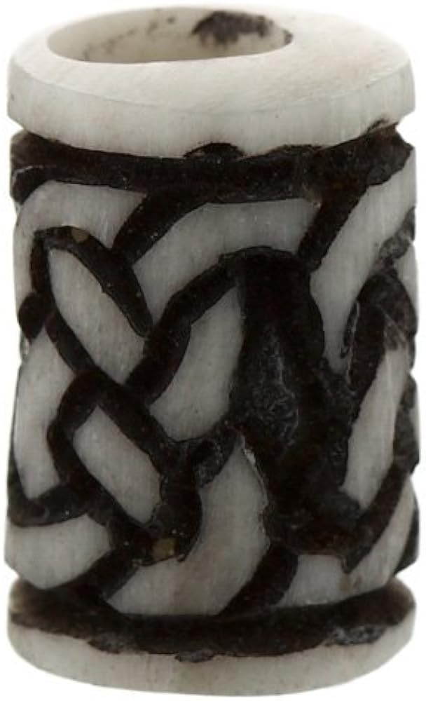 NKlaus Hair Accessories Beard Bead RITA Celtic Knot Bone Blackened Curly Bead 6441, White