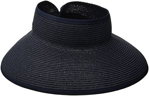 San Diego Hat Company Women's Ultrabraid Visor with Ribbon Binding, and Sweatband, Navy, One Size