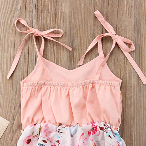 NUWFOR Toddlers Infant Baby Kids Sleeveless Straps Floral Romper Bodysuit Outfits(Pink,0-6 Months)