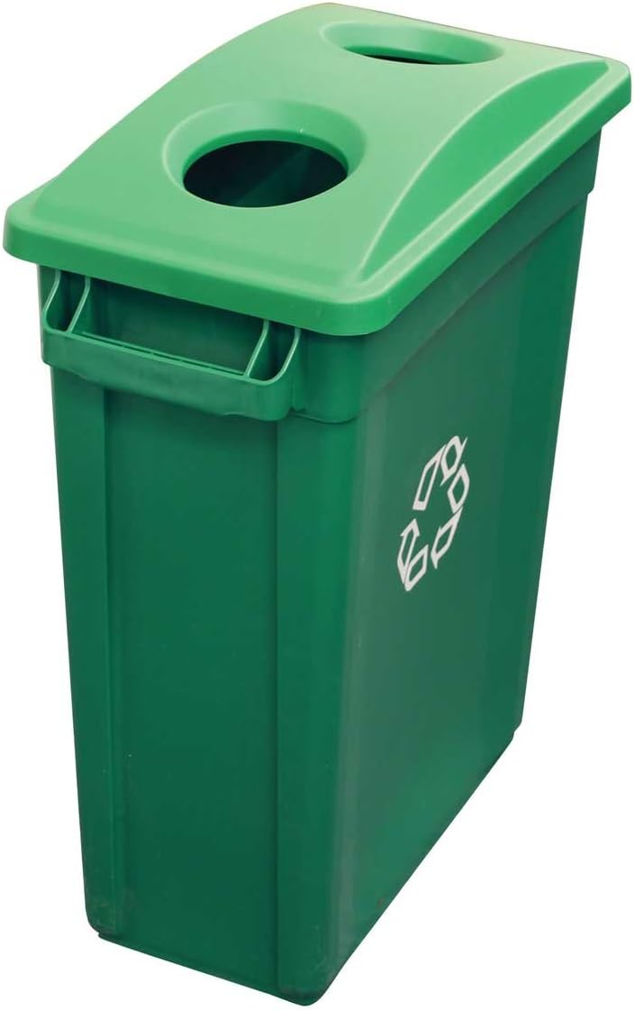 Slim Bin Recycling Container, Rectangular, Plastic 60 Litre base green
