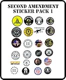 Second Amendment Decal Pack, 24 Decals, 2 Inch Vinyl Decals, Gun Rights 3%ers III%er Decals