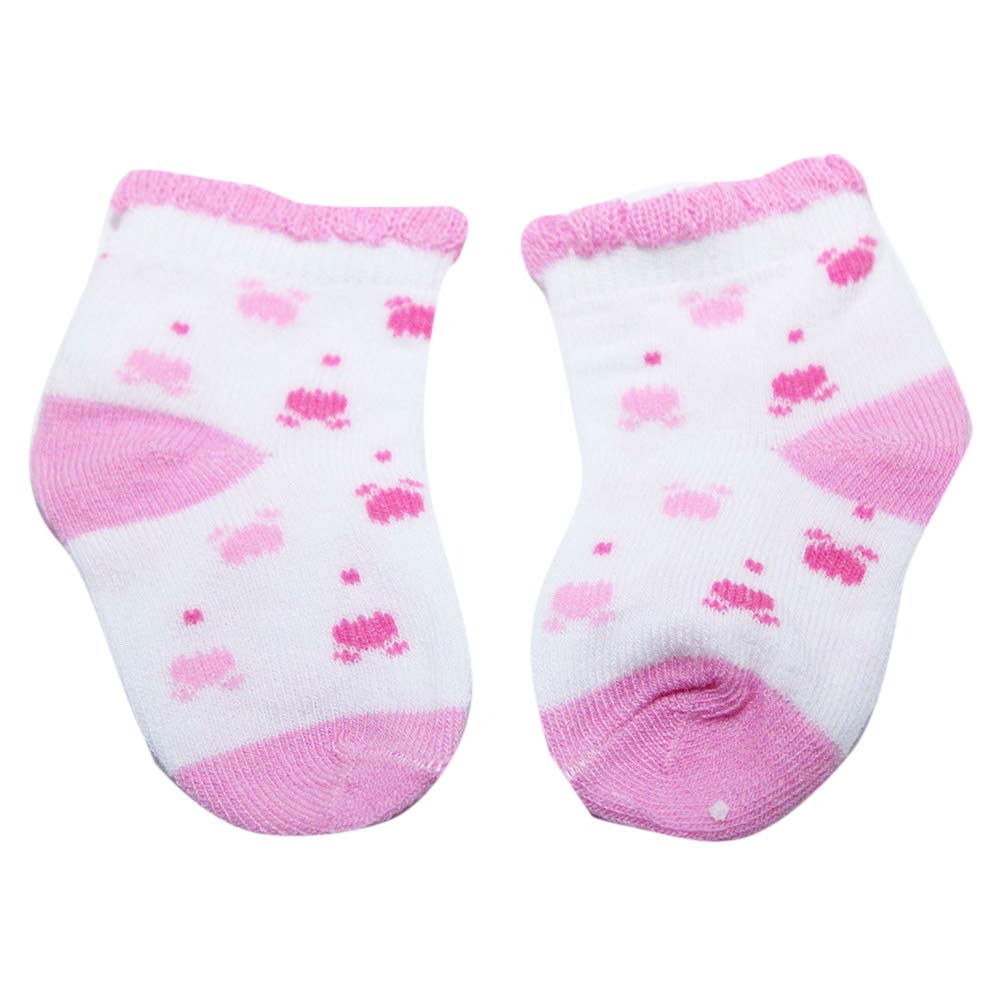 Hopscotch Baby Boys and Baby Girls Cotton And Spandex Small Hearts Socks in Pink Color For Ages