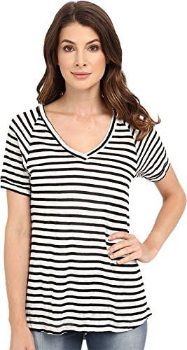 Culture Phit Women's Avita Short Sleeve Top Black/Ivory T-Shirt SM