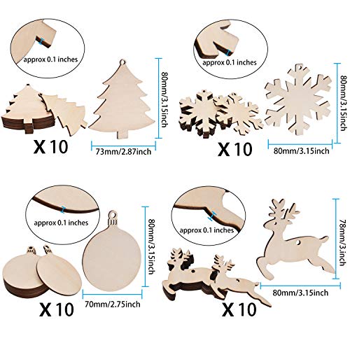 Livder 86 Pieces Unfinished Christmas Wooden Ornaments Set, 40 Pieces Natural Wood Slices, 40 Pieces - //coolthings.us
