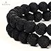 BEADNOVA Black Lava Beads Natural Crystal Beads Stone Gemstone Round Loose Energy Healing with Crystal Stretch Cord for Jewelry Making (10mm, 32-34pcs)