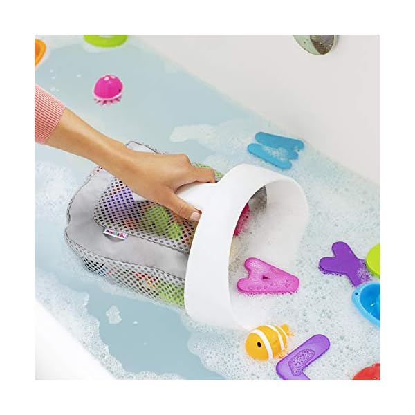 Munchkin-Super-Scoop-Bath-Toy-Organiser-Grey Munchkin Super Scoop Baby Bath Toy Storage Basket & Net, Removable Wall Hanging Bath Tidy, Baby Bath Caddy & Bath…