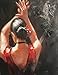 Paimuni Paintings, Hand Painted Attractive Dancing Lady in Red Dress Oil Painting on Canvas Wall Art Stretched and Framed Ready to Hang Bar Decor 24