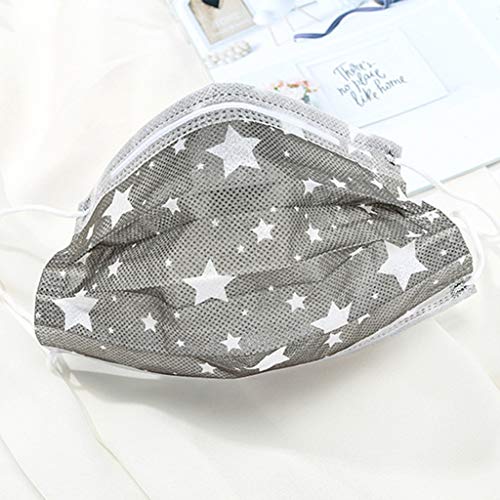 Hacloser 10Pcs/Set Earloop Face Mask Disposable Dustproof Mouth Mask Cute Cartoon Floral Printed 3 Layers Non-Woven Surgical Medical Mouth-Muffle Respirator, Random Color