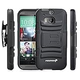HTC One M8 Holster Case, Fosmon STURDY [Locking Swivel Belt Clip | Kickstand] Rugged Heavy Duty Shock Proof Case for HTC One M8 (Black/Black)