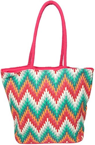 Carolina Sweethearts Aztec Zig Zag Fashion Pink Lg Tote W/ Zipper Closure