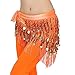 ZLTdream Belly Dance Tassels Triangle Hip Scarf With Coins Sequins Orange