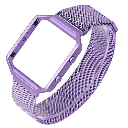 ESeekGo For Fitbit Blaze Band with Metal Frame, Milanese Loop Bands Replacement Stainless Steel Bracelet Strap for Fitbit Blaze Small (No Tracker, Purple)