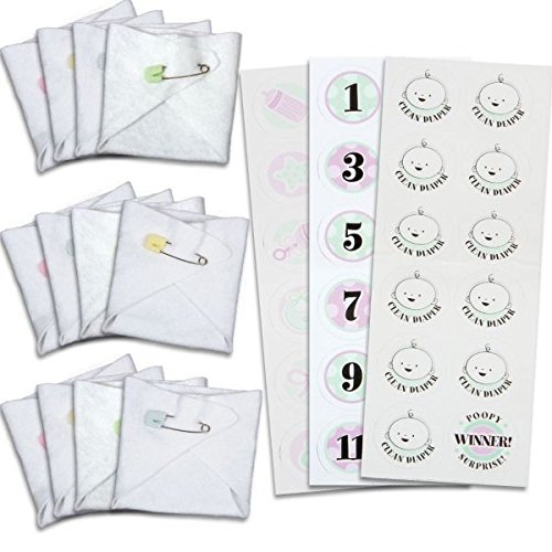 Amscan Delightful Diaper Games Baby Shower Party Novelty Favors, 3.9 x 4", White