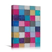 Canvas Wall Art Geometrical Patterns Colorful Geometric Hallway Minimalist Mixed Media Multicolor Patterns - 12x18 inches
