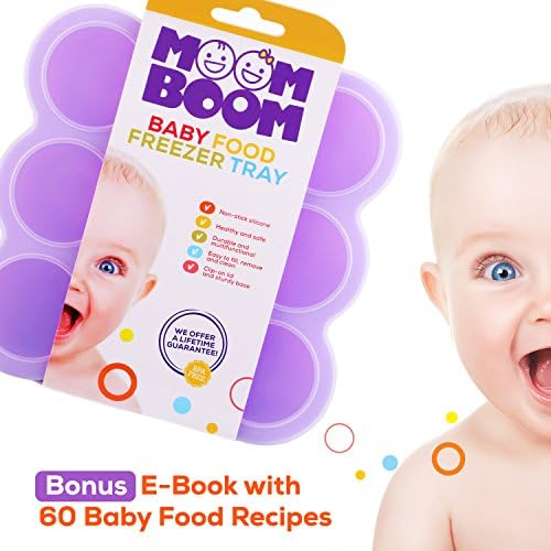 Silicone Baby Food Freezer Storage Containers - BPA Free Reusable Mold - Homemade Baby Food, Soup, Milk, Ice Cubes, Ice Cream, Sauces, Wine Tray โ Bonus E Book 60 Freezable Baby Food Recipes