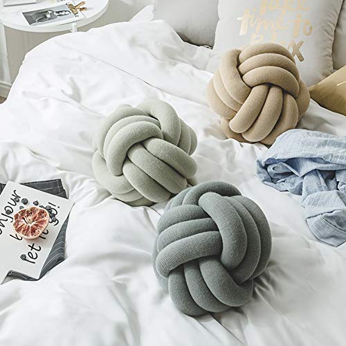 PinShang Handmade Decorative Knotted Ball Shape Throw Pillow Cushion Camel ash 25~30cm in Diameter - Thumbnail 3