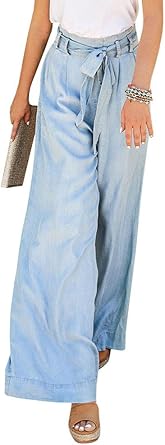 wide leg denim palazzo pants