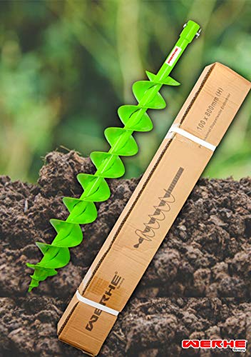WERHE Profi Bohrer für Erdbohrer 100 mm Pfahlbohrer Brunnenbohrer präzise Bohrspitze Doppelspiral Hartmetall eco Farbe – Bild 3