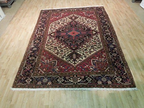 SALE Asimetric Handmade Ivory 7x9 Persian Heriz Rug Iranian Weavers Carpet