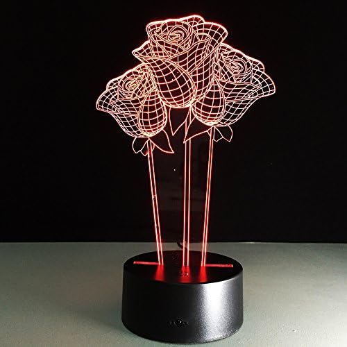 JIAEN LED Night Light 3D USB and Battery Powered Desk Light Touch Switch 7 Colors Acrylic Table Lamp Decorative Light (Rose)