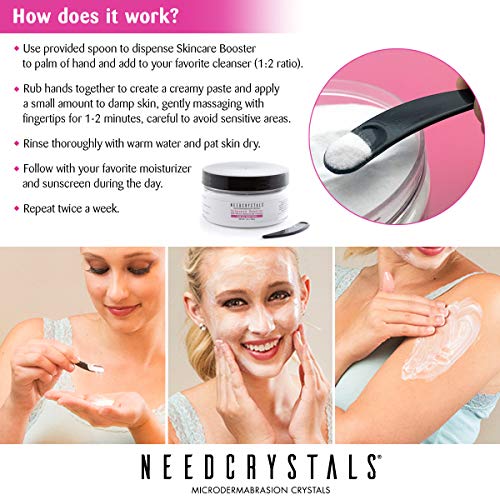 NeedCrystals Microdermabrasion Crystals, DIY Face Scrub. Natural Facial Exfoliator for Dull or Dry Skin Improves Acne Scars, Blackheads, Pore Size, Wrinkles, Blemishes & Skin Texture. 16 Ounce