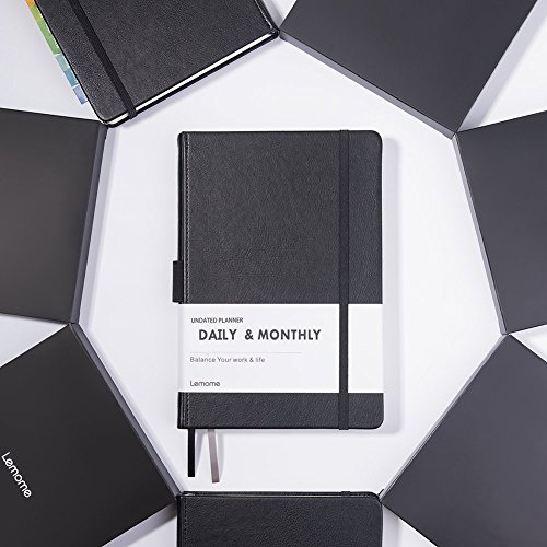 Undated Daily & Monthly Planner + 2018 Calendar Stickers and TO-DO List to Improve Productivity, Premium Thick Paper, Pen Holder, 5.75" x 8.25", Inner Pocket, 6 months at least - Lemome - Thumbnail 6