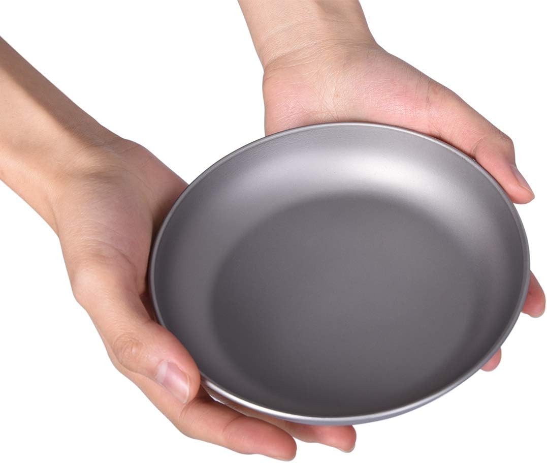 iBasingo 150mm Titanium Plate Camping Metal Dishes Saucer Ultralight Dinner Tray Outdoor Tableware for Food Fruit Snack Ti1102T - Image 4