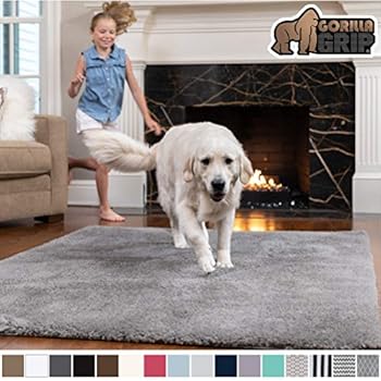 GORILLA GRIP Original Faux-Chinchilla Area Rug, 5x7 Feet, Super Soft and Cozy High Pile Washable Carpet, Modern Rugs for Floor, Luxury Shag Carpets for Home, Nursery, Bed and Living Room, Dark Gray