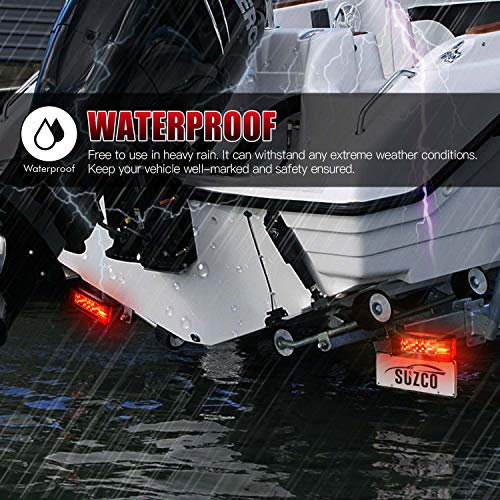 SUZCO 12V LED Rectangular Boat Trailer Lights Kit/Set, Tail License Stop Turn Running Signal Lights for Boat Trailer Truck RV Camper Snowmobile, Submersible Waterproof Over 80 inches DOT Compliant