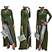 Flymall Women Long Sleeve Open Side Split Long Maxi Dress T Shirts Tops (M, Army green)