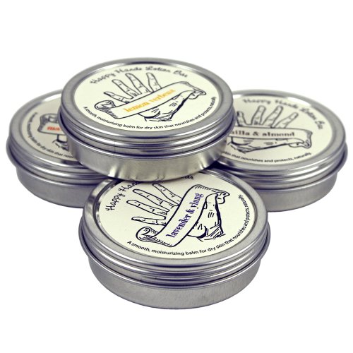 Happy Hands Natural Beeswax Solid Lotion Set. Essential Oils. No Preservatives. Great Gift Idea.