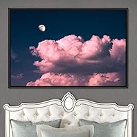 Framed Canvas Wall Art Lunar Aerial Astronomy & Space Expressive Global Moon Multicolor Photography Realism Warm - 16x24 inches