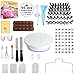 95 pcs Cake Decorating Supplies Kit by Cake Decorating District - includes 48 Icing Tips - Silicone Pastry Bag and Disposable Bags - Spatula Scraper Cutter - Turntable - Silicone Chocolate Candy Mold