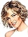TopWigy Short Curly Women Wigs Side Part Bob Style Highlight Ombre Mixed Brown Color Capless Synthetic Full Wigs (Mixed Brown 14