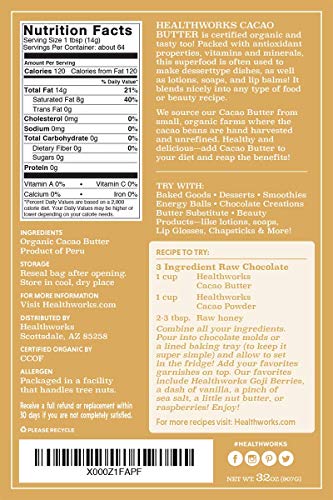 3 Healthworks+Cacao+Butter+Organic+2lb