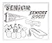 Senior Trinket Pack Graduation Embellishments 6pc package white plastic with metallic silver print