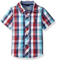 U.S. Polo Assn. Boys' Cotton Plaid Short Sleeve Woven Sport Shirt