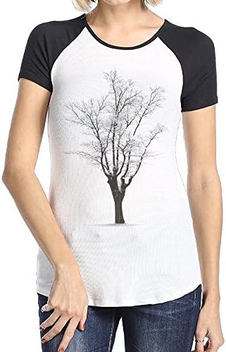 Women's Two-Toned T-Shirts-Fashion Snow Tree Black