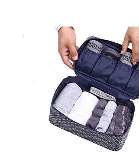 Portable Multifunction Waterproof Travel Pouch Toiletry Bag Case Wash Organizer Packing Cubes Travel Case Underwear Storage Boxes Bra Organizer Socks Bag (Nice Navy Blue Star) - Thumbnail 2