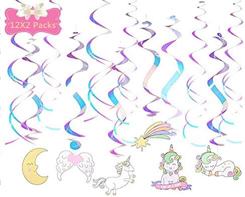 Tomu Unicorn Hanging Swirl Decorations-Unicorn Party Decorations-Unicorn Birthday Party Supplies(2 Packs)