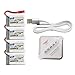 BTG 4PCS 3.7V 750mAh Battery + X4 JST Charger for Holy Stone HS110 HS200 HS120 HS130 X300C X400C MJX X400W Sky Viper S670 V950hd s1750 V2450 Syma X56W